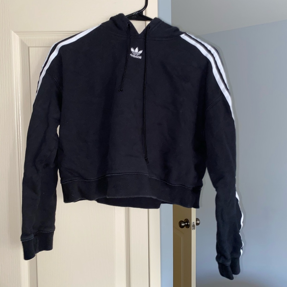 Adidas black and white striped hoodie